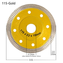 Load image into Gallery viewer, 105/115/125mm Turbo Diamond Saw Blade Porcelain Tile Ceramic Blades Granite Marble Dry/Wet Cutting Disc for Angle Grinder