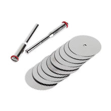 Load image into Gallery viewer, 6Pcs/set Stainless Steel Slice Metal Mini Circular Saw Blade Set Metal Cutting Disc with 1 Mandrel for Rotary Tool Wood Cutter 16 18 22 25 32mm