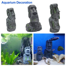 Load image into Gallery viewer, Easter Island Stone Statue Resin Ornament Fish Tank Aquarium Decoration Gnome Terrarium Reptile Tank Artificial Stone Home Decor