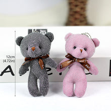 Load image into Gallery viewer, 1pc 12CM Teddy Bear Plush Toy with Ribbon Bow Siamese Bears Toys Key Chain Pendant Gifts for Children Kids Toy Wedding Gifts