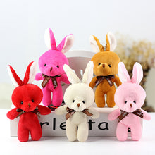 Load image into Gallery viewer, 1pc 16CM Plush Toy Rabbit with Ribbon Bow Siamese Rabbits Toys Key Chain Pendant Gifts for Children Kids Toy Wedding Gifts