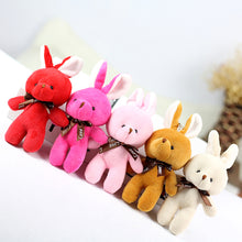 Load image into Gallery viewer, 1pc 16CM Plush Toy Rabbit with Ribbon Bow Siamese Rabbits Toys Key Chain Pendant Gifts for Children Kids Toy Wedding Gifts