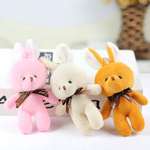 Load image into Gallery viewer, 1pc 16CM Plush Toy Rabbit with Ribbon Bow Siamese Rabbits Toys Key Chain Pendant Gifts for Children Kids Toy Wedding Gifts
