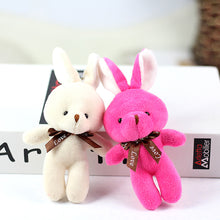 Load image into Gallery viewer, 1pc 16CM Plush Toy Rabbit with Ribbon Bow Siamese Rabbits Toys Key Chain Pendant Gifts for Children Kids Toy Wedding Gifts