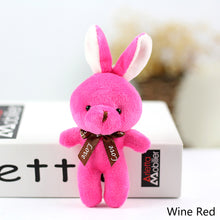 Load image into Gallery viewer, 1pc 16CM Plush Toy Rabbit with Ribbon Bow Siamese Rabbits Toys Key Chain Pendant Gifts for Children Kids Toy Wedding Gifts
