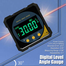Load image into Gallery viewer, Laser Digital Level Angle Gauge 360° Mini Measuring USB Inclinometer with Magnetic Base Electronic Universal Bevel Protractor Goniometer Tilt Measuring Tool