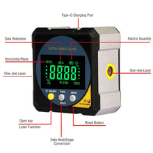 Load image into Gallery viewer, Laser Digital Level Angle Gauge 360° Mini Measuring USB Inclinometer with Magnetic Base Electronic Universal Bevel Protractor Goniometer Tilt Measuring Tool