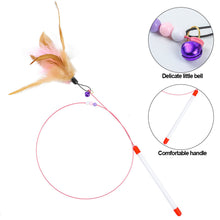 Load image into Gallery viewer, Cat Interactive Toy Funny Feather Teaser Wand Toy with Bell Cat Stick Toy for Kitten Playing Teaser Wand Toy Cat Supplies