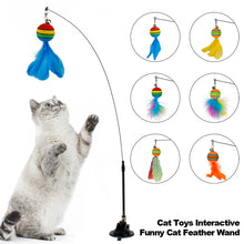Load image into Gallery viewer, Cat Interactive Toy Funny Feather Ball Teaser Wand Toy with Bell Cat Stick Toy for Kitten Playing Teaser Wand Toy Cat Supplies