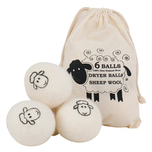 Load image into Gallery viewer, 6pcs 7cm Reusable Wool Dryer Balls Set with Storage Bag Fleece Dry Ball Natural Fabric Softener Reduce Wrinkles Laundry Washing Machine Accessories