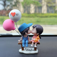 Load image into Gallery viewer, 2Pcs/Set Cute Cartoon Couple with Bench Car Dashboard Doll Balloon Ornament Decoration Auto Interior Accessories for Gift
