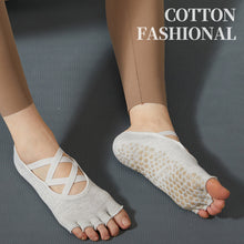 Load image into Gallery viewer, Non-Slip Cross Bandage Yoga Socks Backless Five Toes Pilates Sock Grips Cotton Ballet Dance Fitness Sport Sock Slipper