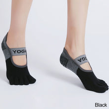 Load image into Gallery viewer, Women Yoga Sports Socks Anti-Slip Gym Fitness Breathable Cotton Cross Back Pilates Dance Sport Ankle Socks Split Toe Socks