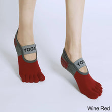 Load image into Gallery viewer, Women Yoga Sports Socks Anti-Slip Gym Fitness Breathable Cotton Cross Back Pilates Dance Sport Ankle Socks Split Toe Socks