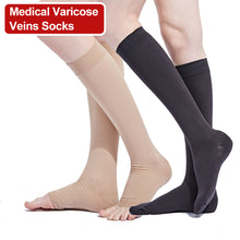 Load image into Gallery viewer, 1 Pair 20-30 MmHg Sports Calf Compression Socks Knee High Support Stockings Open Toe For Pregnancy Varicose Veins Running