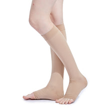 Load image into Gallery viewer, 1 Pair 20-30 MmHg Sports Calf Compression Socks Knee High Support Stockings Open Toe For Pregnancy Varicose Veins Running