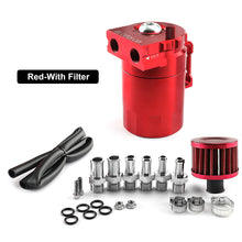 Load image into Gallery viewer, Universal 300ML Baffled Aluminum Oil Catch Can Fuel Tank with Air Filter Hose Cleaner Fuel Trap Reservoir Auto Vehicle Collector Kettle