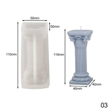 Load image into Gallery viewer, Roman Column Candle Mold 3D Pillar Candle Mould Epoxy Resin Casting Mold DIY Aromatherapy Candle Silicone Mold for Candle Making