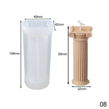 Load image into Gallery viewer, Roman Column Candle Mold 3D Pillar Candle Mould Epoxy Resin Casting Mold DIY Aromatherapy Candle Silicone Mold for Candle Making