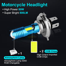 Load image into Gallery viewer, RGB H4/H7/P15D/BA20D Motorcycle Headlight LED Hi/Low Canbus Led Bulb Moto Fog Driving Lights DRL Scooter Front Lamp