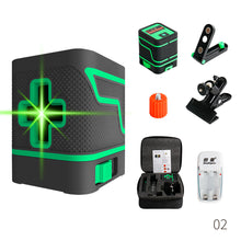 Load image into Gallery viewer, 2 Lines Mini Green Laser Level Vertical & Horizontal Cross Line Super Powerful Laser Beam Line With Battery Charger