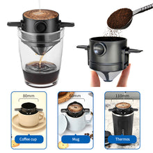 Load image into Gallery viewer, Foldable Stainless Steel Coffee Filter Drip Coffee Tea Holder Reusable Paperless Coffee Strainer Coffee Funnel Pour Over Holder