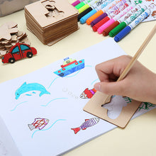 Load image into Gallery viewer, 20pcs Montessori Toys Wooden Kids Drawing Toys DIY Painting Template Stencils Coloring Puzzle Learning Educational Toys for Children Gift