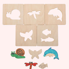 Load image into Gallery viewer, 20pcs Montessori Toys Wooden Kids Drawing Toys DIY Painting Template Stencils Coloring Puzzle Learning Educational Toys for Children Gift