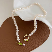 Load image into Gallery viewer, Hand-painted Pearl Tulip Necklace Beautiful Woman Fairy Temperament Small Crowd Design High-grade Sweet Neck Chain Collar