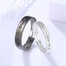 Load image into Gallery viewer, Black and White ECG Couple Ring Pair Student Couple Ring Fashion Hollow Love Ring Jewelry Accessory