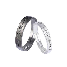 Load image into Gallery viewer, Black and White ECG Couple Ring Pair Student Couple Ring Fashion Hollow Love Ring Jewelry Accessory
