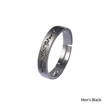 Load image into Gallery viewer, Black and White ECG Couple Ring Pair Student Couple Ring Fashion Hollow Love Ring Jewelry Accessory