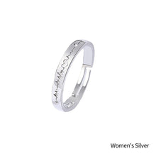 Load image into Gallery viewer, Black and White ECG Couple Ring Pair Student Couple Ring Fashion Hollow Love Ring Jewelry Accessory