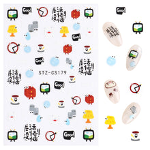 Load image into Gallery viewer, 3D Back Glue Nail Enhancement Sticker Color Cute Cartoon Dinosaur Friends Baby Back Glue Nail Art Decoration Stickers