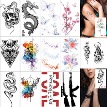 Load image into Gallery viewer, Butterfly Tattoo Sticker Waterproof Durable Snake Pistol for Men and Women Color Artistic Flower Totem Waterproof Tattoo Sticker
