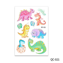 Load image into Gallery viewer, Cute Children's Cartoon Watercolor Style Dinosaur Tattoo Sticker Cute Glitter Glitter Waterproof Sweatproof Tattoo Sticker