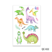 Load image into Gallery viewer, Cute Children's Cartoon Watercolor Style Dinosaur Tattoo Sticker Cute Glitter Glitter Waterproof Sweatproof Tattoo Sticker