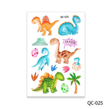 Load image into Gallery viewer, Cute Children's Cartoon Watercolor Style Dinosaur Tattoo Sticker Cute Glitter Glitter Waterproof Sweatproof Tattoo Sticker