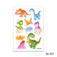 Load image into Gallery viewer, Cute Children's Cartoon Watercolor Style Dinosaur Tattoo Sticker Cute Glitter Glitter Waterproof Sweatproof Tattoo Sticker