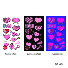 Load image into Gallery viewer, Valentine's Day Luminous Powder Tattoo Stickers Nightclub Bar Music Festival Party Men and Women Fluorescent Tattoo Stickers