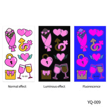 Load image into Gallery viewer, Valentine's Day Luminous Powder Tattoo Stickers Nightclub Bar Music Festival Party Men and Women Fluorescent Tattoo Stickers