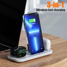 Load image into Gallery viewer, 3 in 1 Wireless Charger Foldable Fast Charging Station for iPhone 14 13 12 11 Pro Max X XS XR 8 Plus Apple Watch 8 7 Airpods Pro
