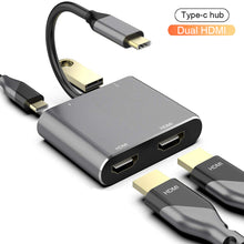 Load image into Gallery viewer, Type C to Dual HDMI-Compatible USB 3.0 PD Converter 4 in 1 USB C Dock Station Hub 4K Adapter Cable For Phone Macbook Laptop TV