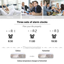 Load image into Gallery viewer, LED Electric Alarm Clock With Wireless Charger Desktop Digital Despertador Thermometer Clock HD Mirror Clock Watch Table Decor