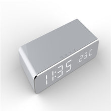 Load image into Gallery viewer, LED Electric Alarm Clock With Wireless Charger Desktop Digital Despertador Thermometer Clock HD Mirror Clock Watch Table Decor