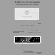 Load image into Gallery viewer, Electric Alarm Clock LED With Wireless Charger Desktop Digital Despertador Thermometer Clock HD Mirror Clock Watch Table Decor