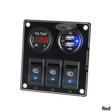 Load image into Gallery viewer, Car 3Gang Adapter Dual Port Cigarette Lighter Power Socket for Car QC3.0 Quiack USB Charger With Voltmeter 12V Toggle Switch