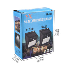 Load image into Gallery viewer, 112LED Upgrade Solar Wall Lights Outdoor Solar Lamp PIR Motion Sensor Solar Powered Sunlight Street Light for Garden Light