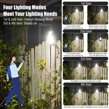 Load image into Gallery viewer, 72LED Clip-on Solar Light Outdoor No Drill Motion Sensor Solar Lamp IP65 Waterproof Camping Light for Fence Deck Wall Camping Tent Patio