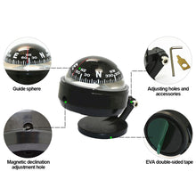 Load image into Gallery viewer, Car Dashboard Compass Navigation Driving Hiking Direction Pointing Guide Adjustable Compass for Truck Boat